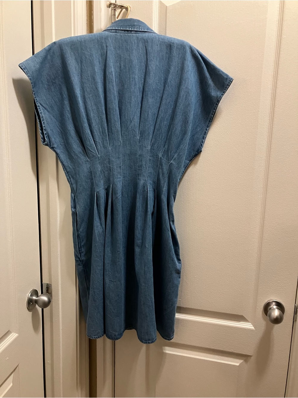 Denim Button-Front Shirt Dress in Light Blue - Picture 3 of 3